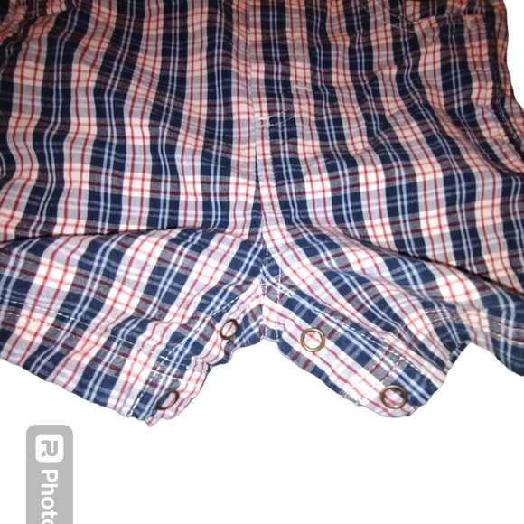 Small Steps Red, white & blue overall plaid shorts! 24 months - summer fun! - Picture 4 of 7